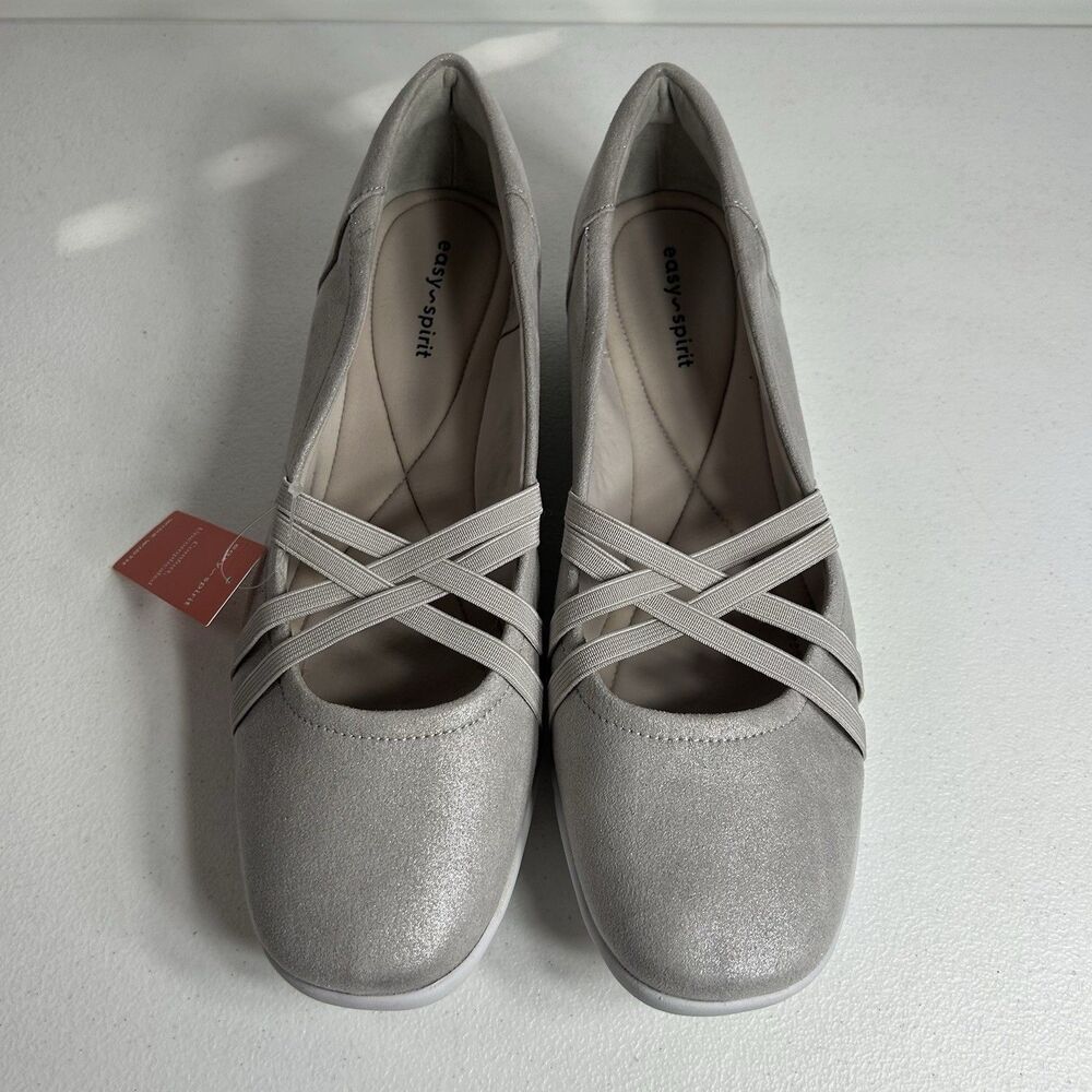 Easy Spirit Aubree2 Women’s Size 10 W Silver Slip-On Comfort Flats Wide Width - Picture 4 of 8